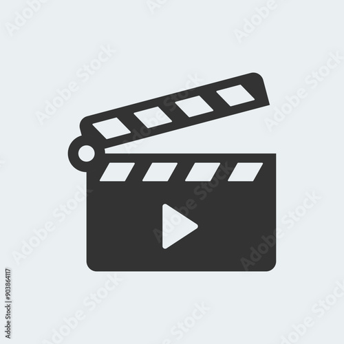 Movie clapper open, Movie Clapperboard is open. Icon design