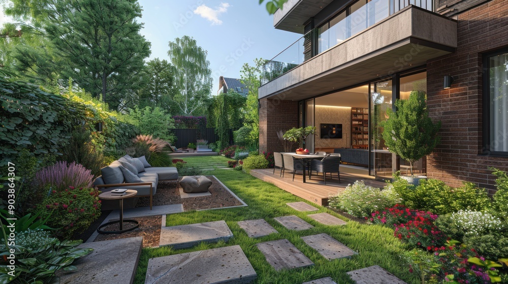 Fototapeta premium Modern Backyard Oasis