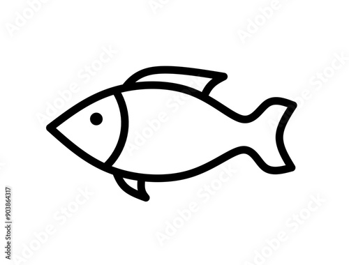 fish icon vector with line design