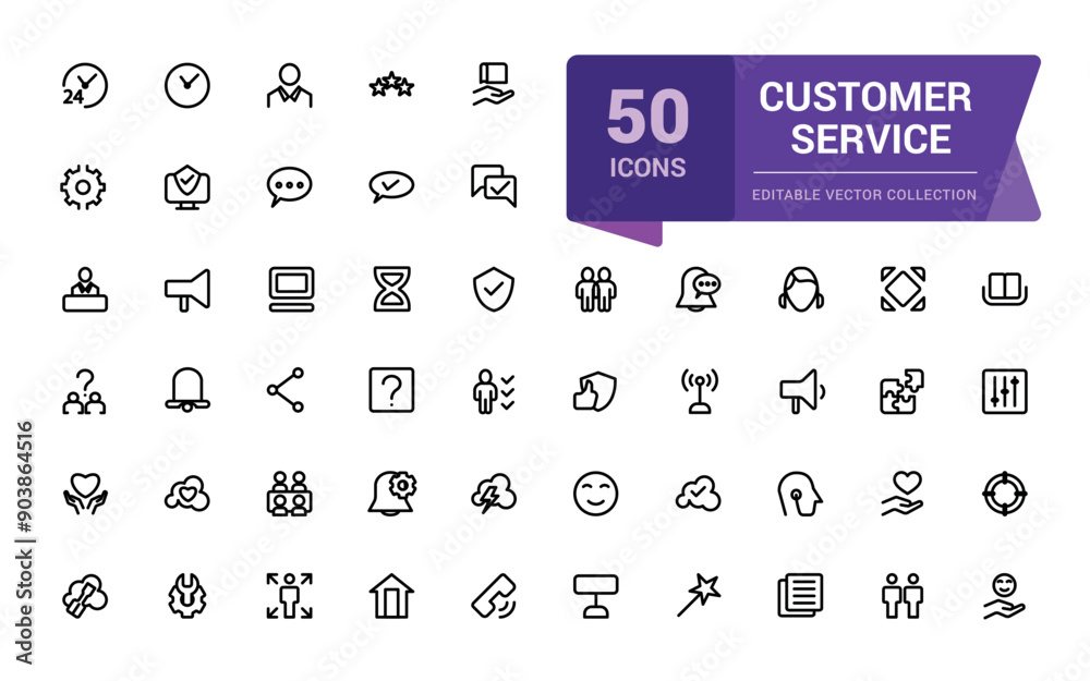 Customer service and support icons set. web and UI icon set in a flat design. Thin outline icons pack. Vector illustration. Customer service and support icons set. web and UI icon set in a flat design. Thin outline icons pack. Vector illustration.