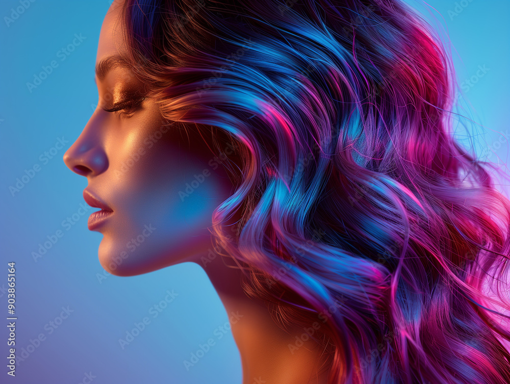A close up of a beautiful models hair, dramatic, profile A close up of a beautiful models hair, dramatic, profile