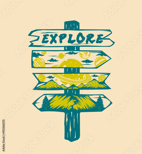 road marker vector illustration vintage t shirt design, streetwear design, poster design, totebag design