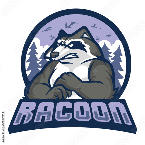 racoon mascot gaming logo illustration