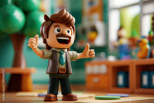 a happy teacher character
