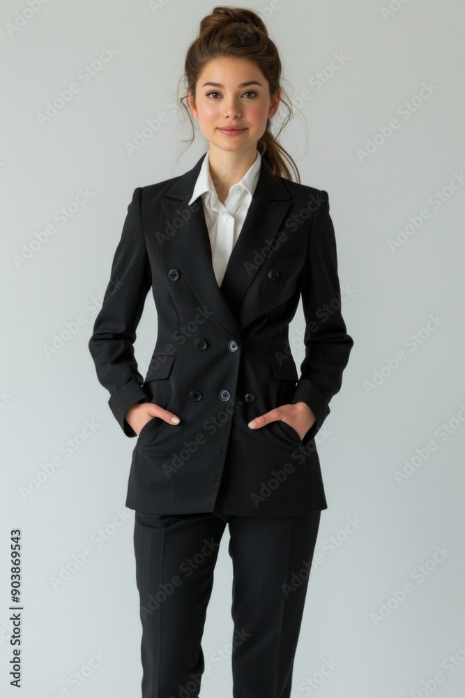 A businesswoman wearing formal suit isolated created with Generative AI A businesswoman wearing formal suit isolated created with Generative AI