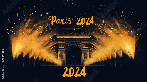 Excitement Builds for the 2024 Olympic Games at the Arc De Triomphe in Paris photo