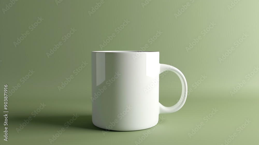 A plain white coffee mug sits on a light green background. A plain white coffee mug sits on a light green background.