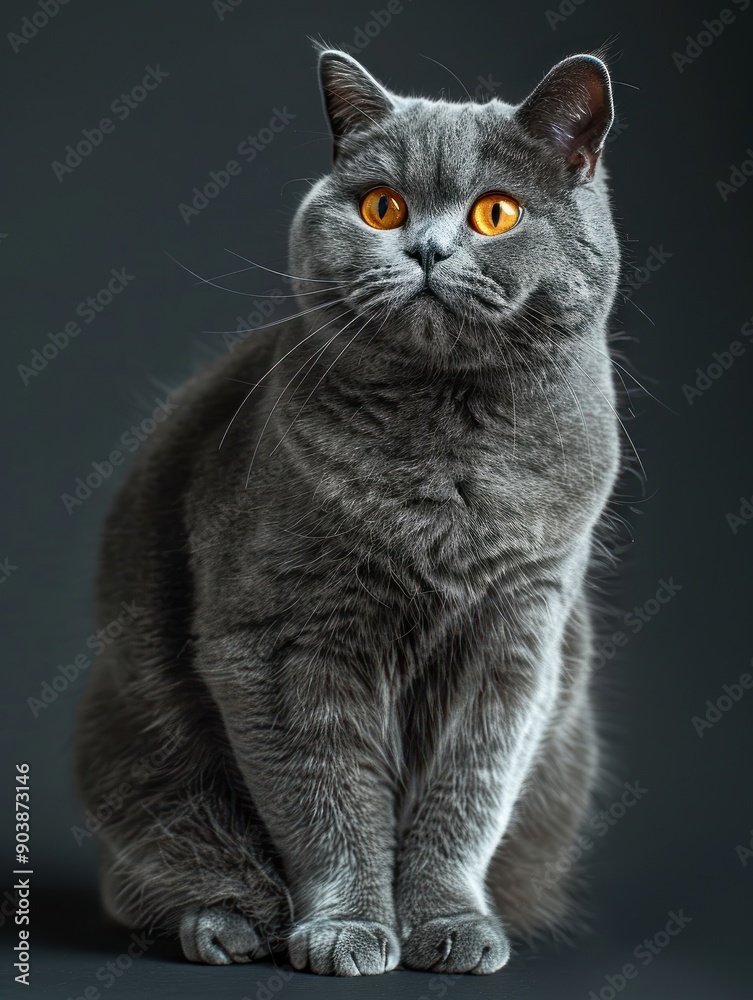 British Shorthair Cat with Striking Amber Eyes British Shorthair Cat with Striking Amber Eyes