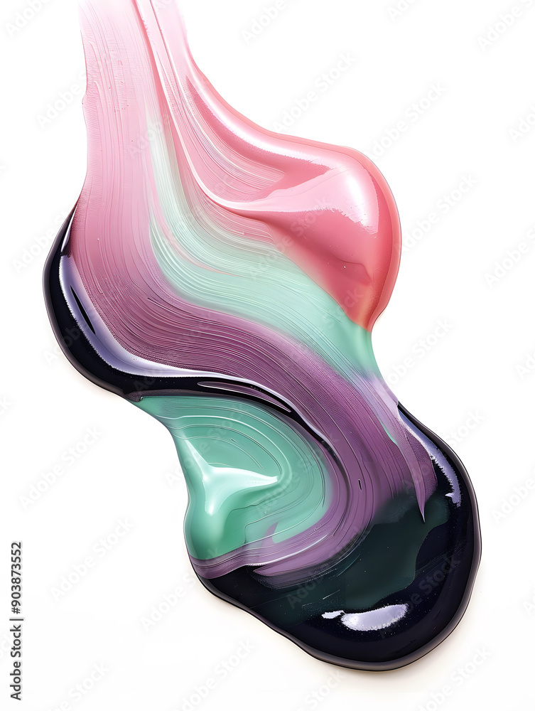 Streaks of Pink and Black Paint on White Surface