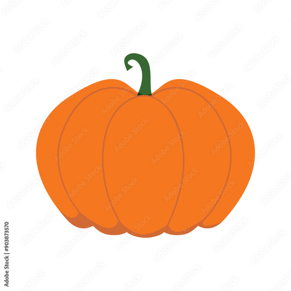 Orange flat pumpkin. Vector illustration isolated on white background