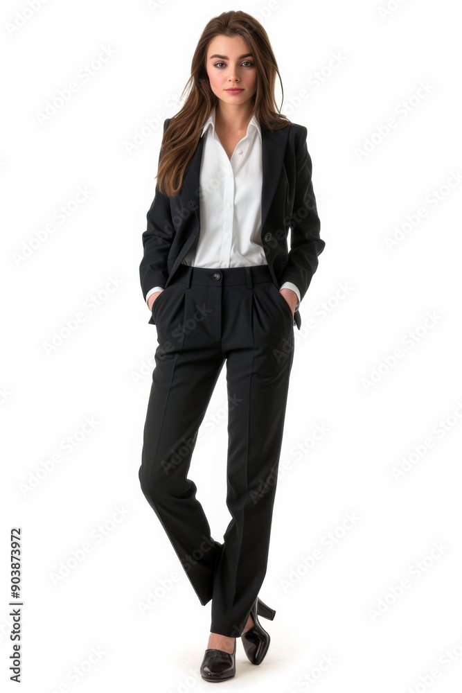 A businesswoman wearing formal suit isolated created with Generative AI A businesswoman wearing formal suit isolated created with Generative AI