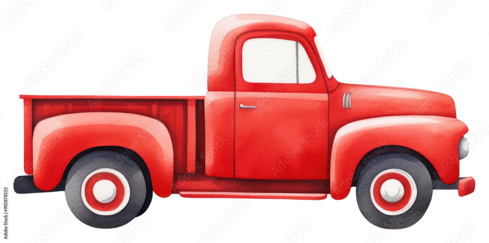 PNG Cute red pickup truck vehicle car white background. PNG Cute red pickup truck vehicle car white background.