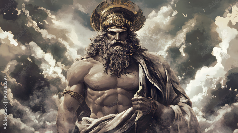 Greek Titan Cronus illustration, Cronus, God of harvests and personification of destructive time. The leader of the Titans