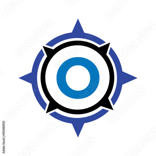 Initial compass  Logo combine with letter O vector template