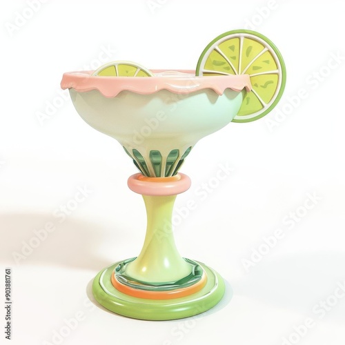 a Margarita, icon 3D clay style, pastel color, lsolated on white background photo