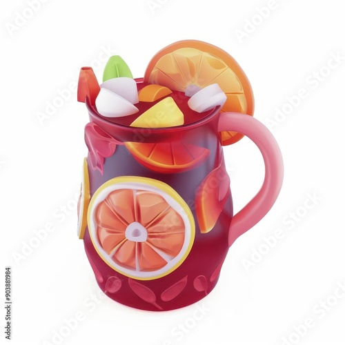 a Sangria, icon 3D clay style, pastel color, lsolated on white background photo