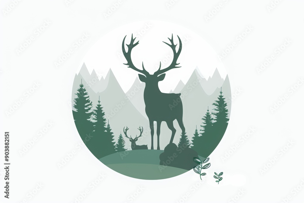 National Wildlife Day vector illustration on white background, circular design with a deer head silhouette and antlers inside the circle.Design for banners or posters celebrating wildlife conservation National Wildlife Day vector illustration on white background, circular design with a deer head silhouette and antlers inside the circle.Design for banners or posters celebrating wildlife conservation