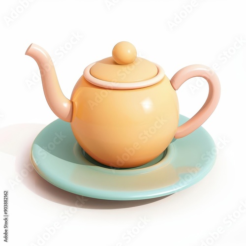 a Tea, icon 3D clay style, pastel color, lsolated on white background photo