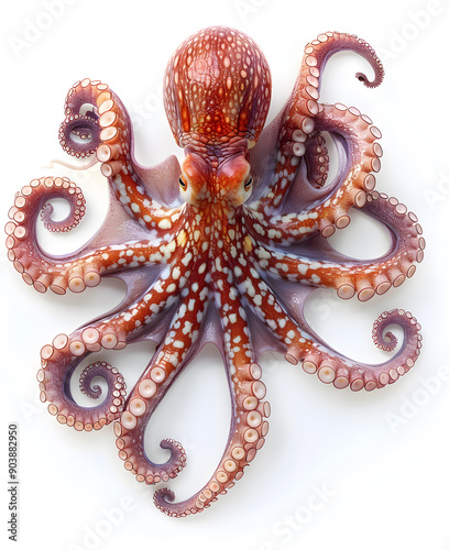 Close Up of a Red Octopus Against a White Background