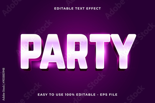 Editable text effect party 3d glossy template style trendy vector