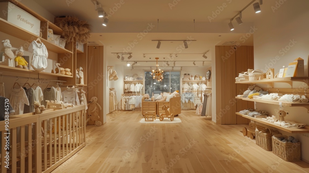 Enchanting Baby Boutique Organic Clothing Wooden Toys in a Cozy Evening Setting Enchanting Baby Boutique Organic Clothing Wooden Toys in a Cozy Evening Setting