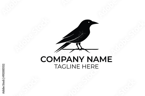 crow on a branch logo design vector
