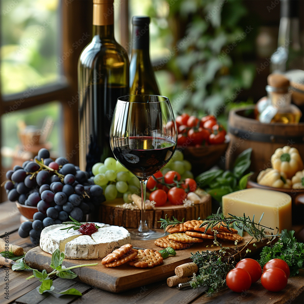 Red wine with traditional Mediterranean snacks. Made with generative ai
Red wine with traditional Mediterranean snacks. Made with generative ai