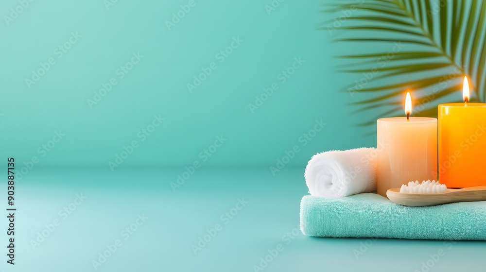 Serene Spa Day on National Relaxation Day - Flat Design Illustration with Candles and Copy Space for Text Serene Spa Day on National Relaxation Day - Flat Design Illustration with Candles and Copy Space for Text