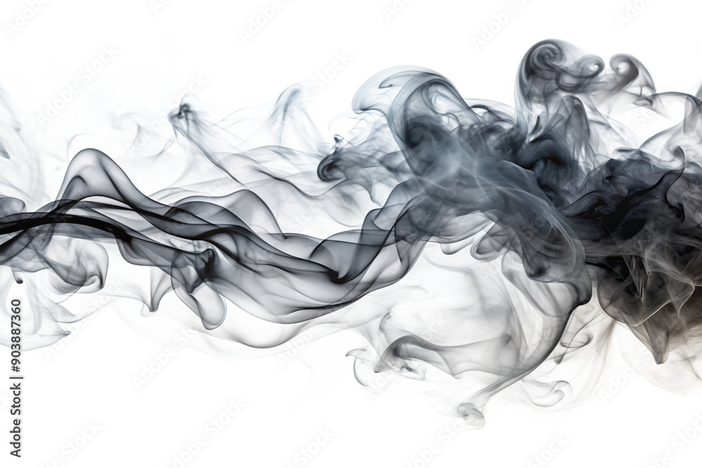 Fototapeta premium Abstract black and gray smoke soft cloudy isolated on transparent background
