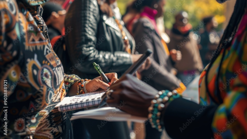 A person signing a pledge to practice non-violence in their daily life, surrounded by friends A person signing a pledge to practice non-violence in their daily life, surrounded by friends