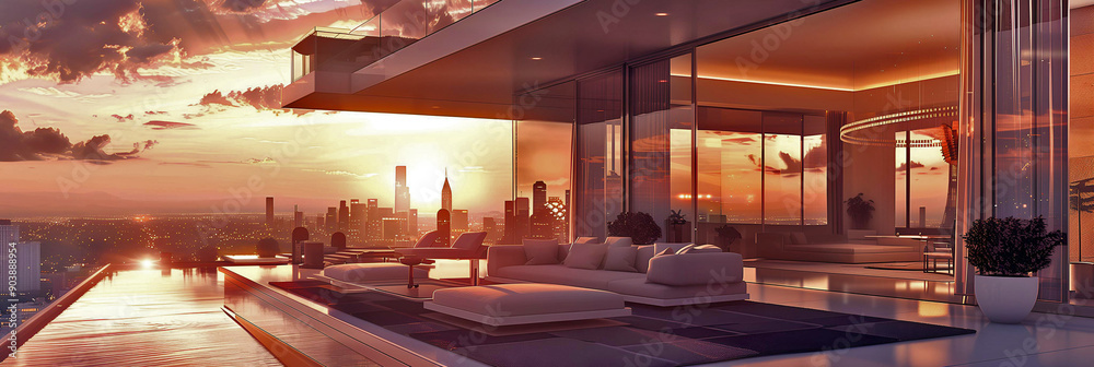 Luxury at its height: a penthouse with a terrace, a lounge balcony, a ... - Huge Penthouse Suite With Breathtaking High-Rise View