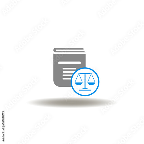 Vector illustration of book and justice scales. Icon of probate law. Symbol of legislation and justice.