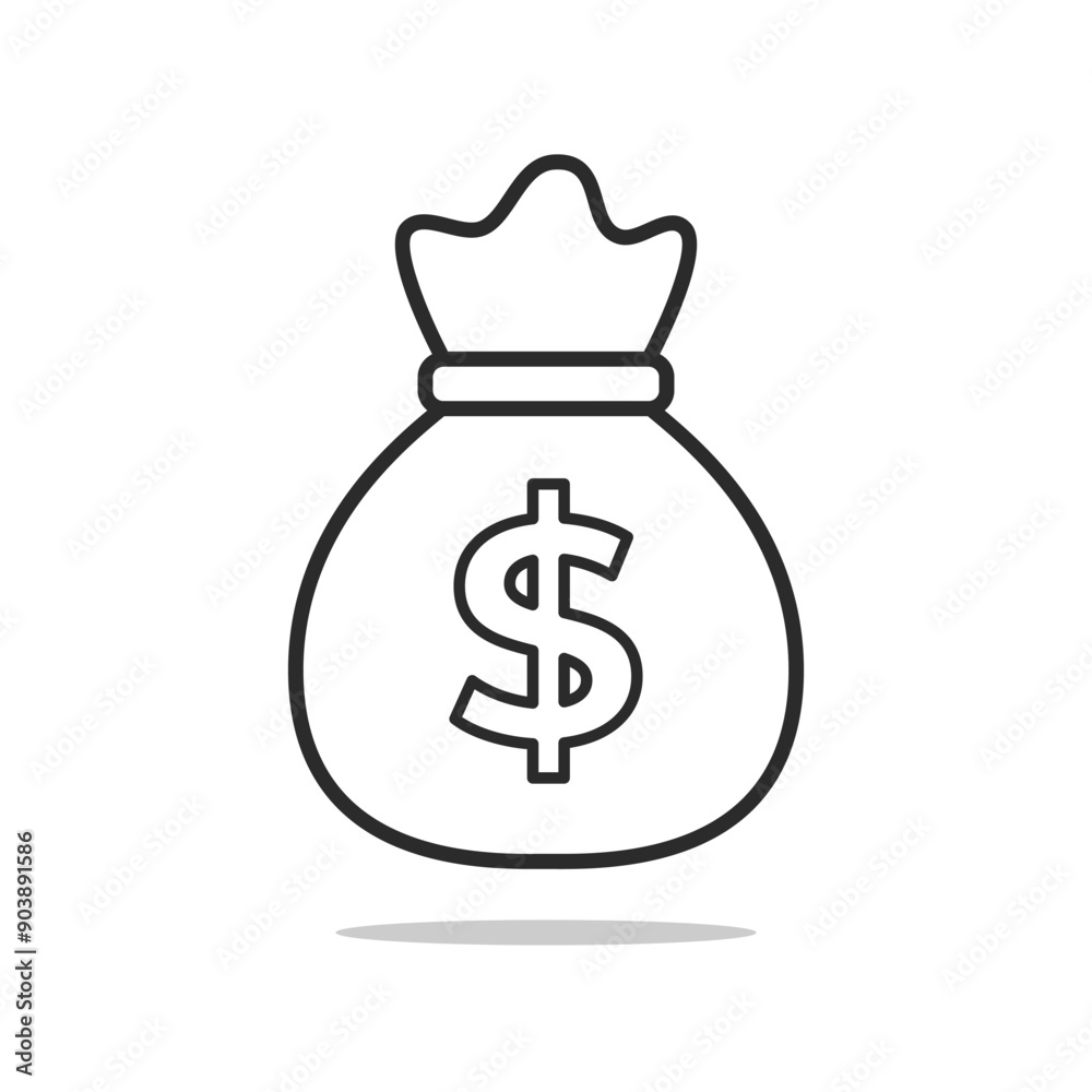 Money Bag icon. Vector thin financial illustration. Money Bag icon. Vector thin financial illustration.