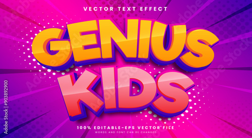 Genius Kids comic Style 3d editable text effect Template