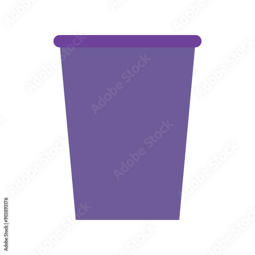 Purple cup icon. Simple cup shape. Bright purple vector. Cup symbol design.