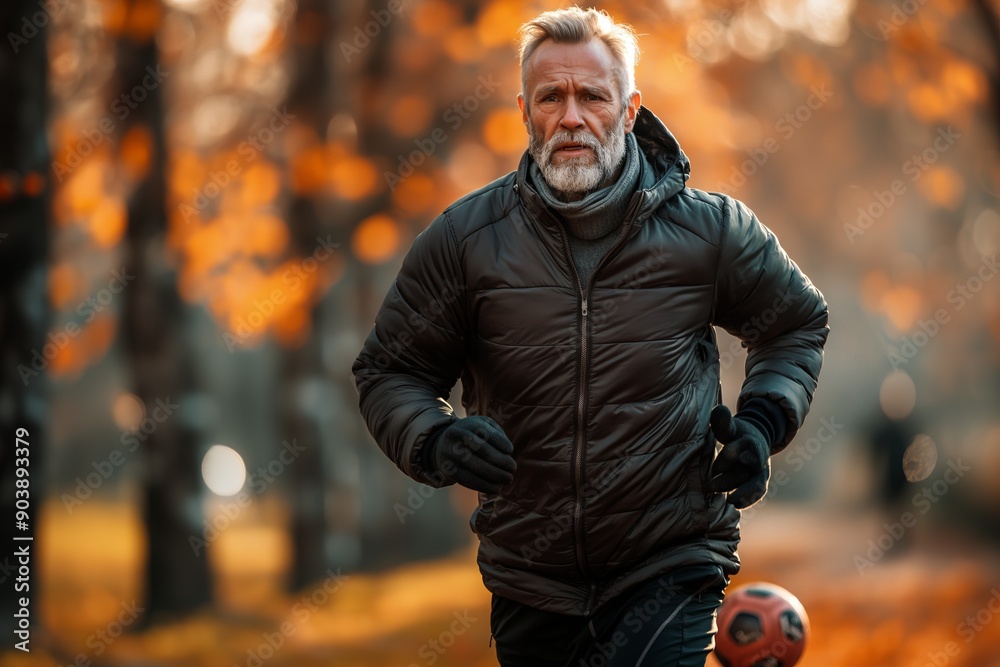 Obraz premium full body shot of A 50-year-old man does sport