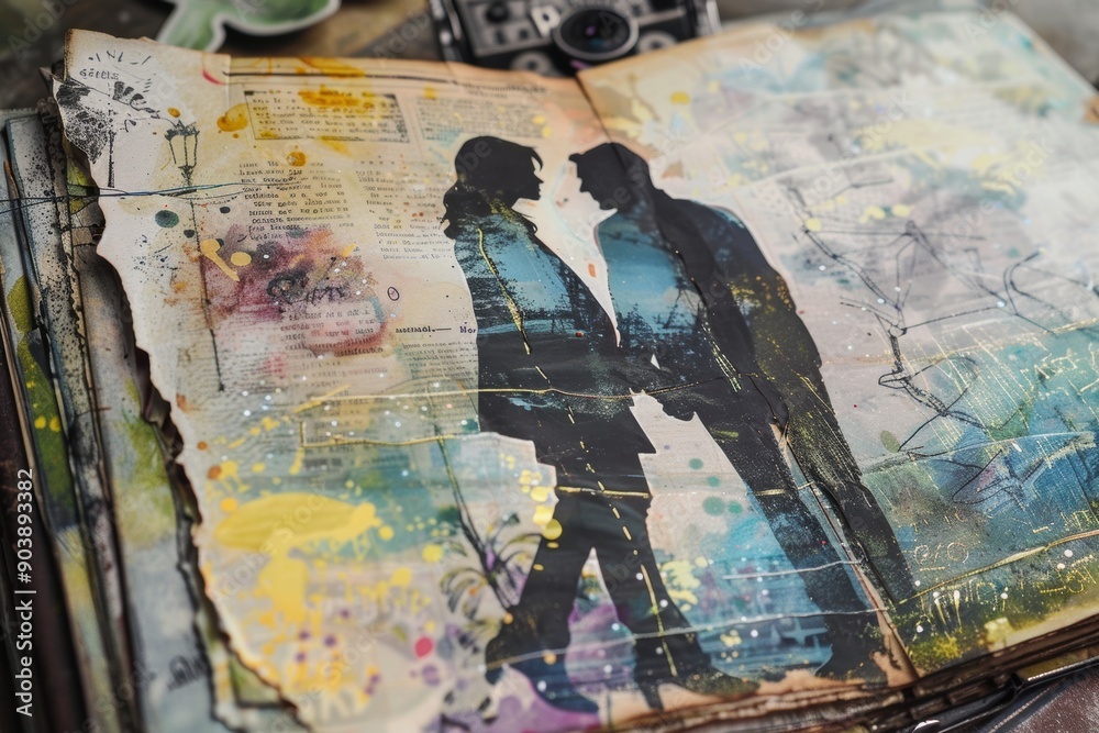 Fototapeta premium Creative scrapbook page, various themes and styles, featuring unique designs and elements...