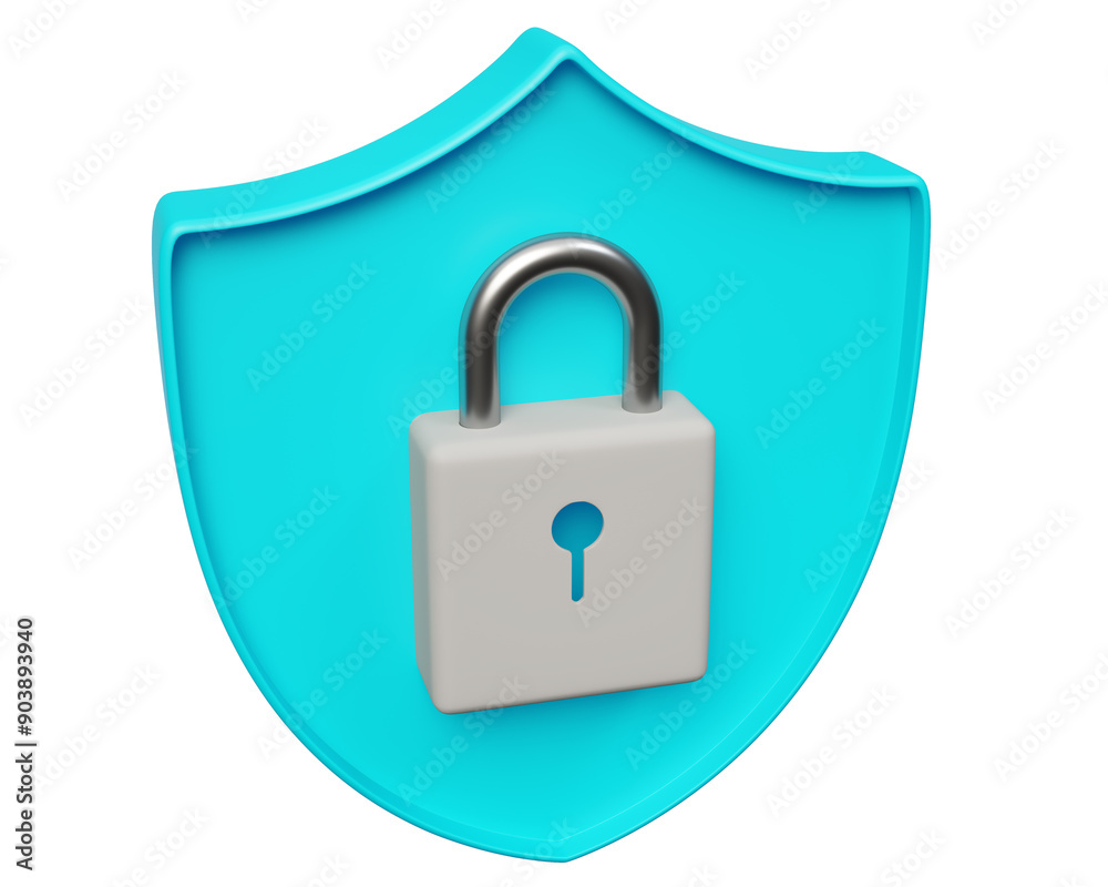 Data security icon d3 - account protection sign 3d rendering Data security icon d3 - account protection sign 3d rendering