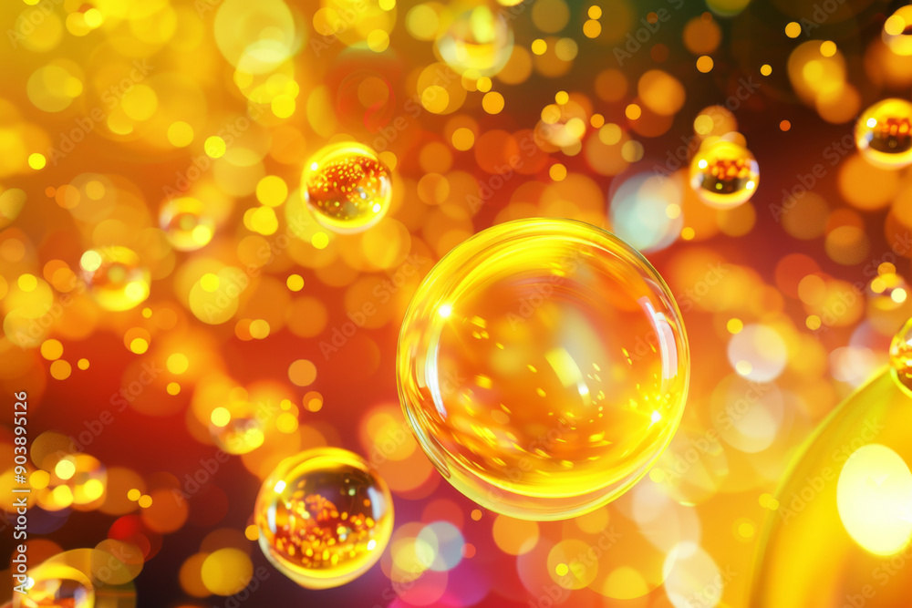 Golden Spheres Against a Blurred Yellow and Orange Background Golden Spheres Against a Blurred Yellow and Orange Background