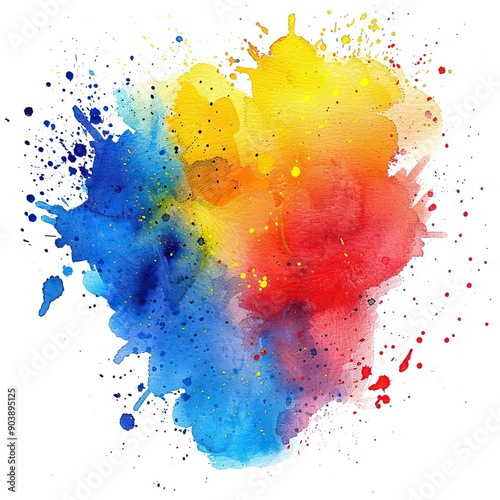 Colorful Watercolor Splash on white background. AI generated image