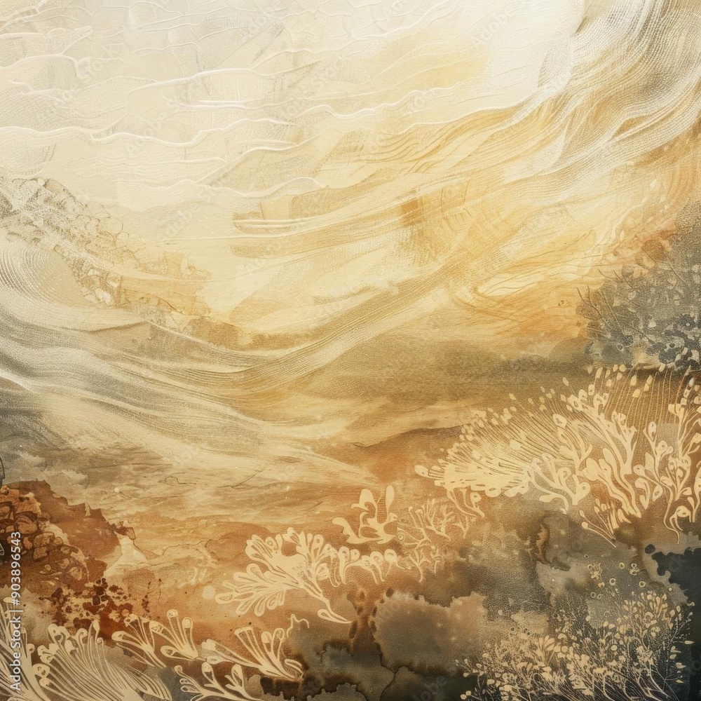 Abstract art with swirling patterns in beige and brown tones. Abstract art with swirling patterns in beige and brown tones.