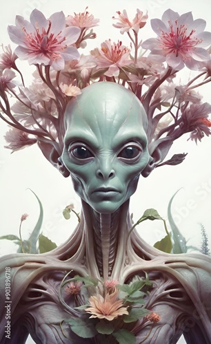 AI generated illustration portrait of an alien creature monster