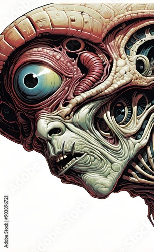 AI generated illustration portrait of an alien creature monster