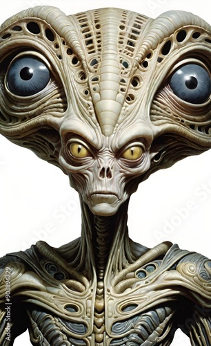 AI generated illustration portrait of an alien creature monster
