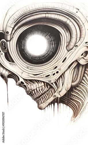 AI generated illustration portrait of an alien creature monster