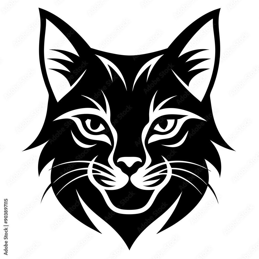 Bobcat face logo icon silhouette vector illustration Bobcat face logo icon silhouette vector illustration