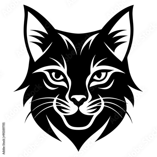 Bobcat face logo icon silhouette vector illustration 