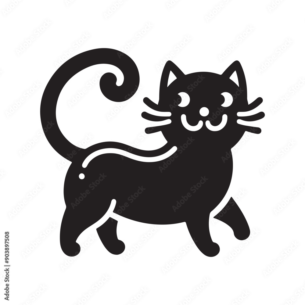Obraz premium Funny cats silhouette black animal cartoon collection vector illustration isolated on white background