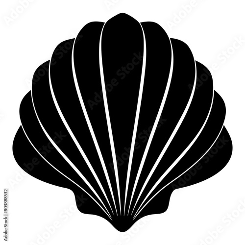 illustration of a seashell silhouette on a black background	
