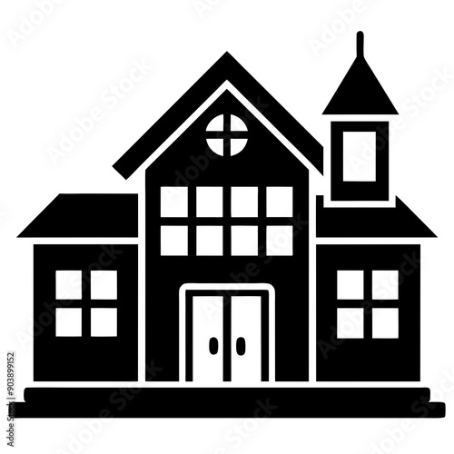 School buildings icon vector silhouette	